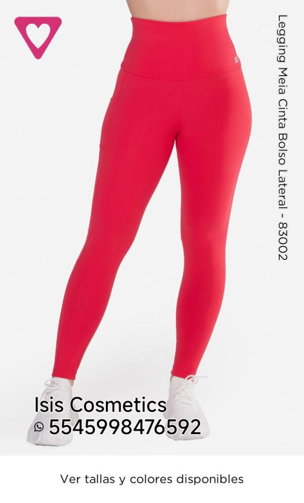 Legging meia cinta bolso lateral
